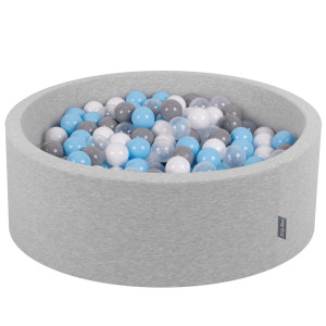 Dodatki damskie > test damska > Dodatki damskie > KiddyMoon Bällebad Bällepool mit bunten Bällen ∅ 7Cm für Babys Kinder Rund, hellgrau:grau/weiß/transparent/babyblue, 90 x 30 cm 300 Bälle