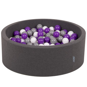 Dodatki damskie > test damska > Dodatki damskie > KiddyMoon Bällebad Bällepool mit bunten Bällen ∅ 7Cm für Babys Kinder Rund, Dunkelgrau, 90 x 30 cm 200 Bälle