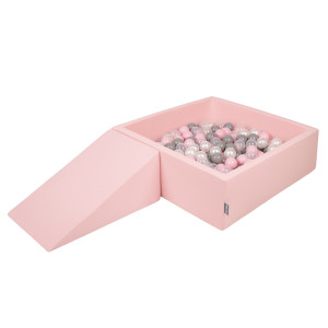 Dodatki damskie > test damska > Dodatki damskie > KiddyMoon Spielplatz aus Schaumstoff mit Quadrat Bällebad Bälle Hindernisläufen, pink:perle/grau/transparent/puderrosa, Bällebad (100 Bälle) 