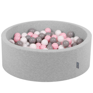 Dodatki damskie > test damska > Dodatki damskie > KiddyMoon Bällebad Bällepool mit bunten Bällen ∅ 7Cm für Babys Kinder Rund, hellgrau:weiß/grau/rosa, 90 x 30 cm 200 Bälle