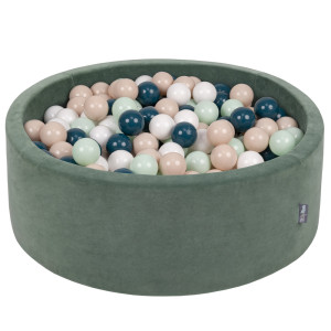 Dodatki damskie > test damska > Dodatki damskie > KiddyMoon Rund Bällebad Velvet Bällepool ∅ 7Cm Ballgruben Für Babys Spielbad Kleinkinder, Hergestellt in der EU, waldgrün: dunkeltürkis/paste