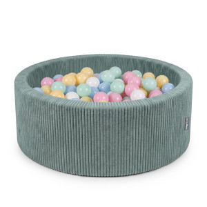 Dodatki damskie > test damska > Dodatki damskie > KiddyMoon Bällebad für Kinder aus Schaumstoff, weicher Rippbezug, abnehmbarer Bezug, waschbar, Grün: Pastellblau/Pastellgelb/Weiß/Minze/Puder
