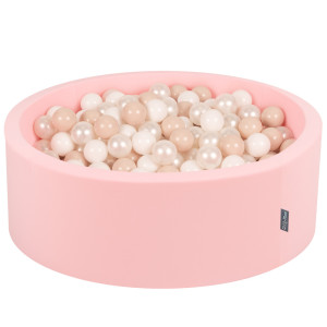 Dodatki damskie > test damska > Dodatki damskie > KiddyMoon Bällebad Bällepool mit bunten Bällen ∅ 7Cm für Babys Kinder Rund, pink:pastellbeige/weiß/perle, 90 x 30 cm 200 Bälle