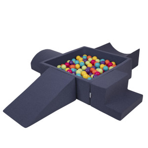 Dodatki damskie > test damska > Dodatki damskie > KiddyMoon Spielplatz aus Schaumstoff mit Quadrat Bällebad Bälle Hindernisläufen, dunkelblau:helgrün/gelb/türkis/orange/dpink/violet, Bällebad