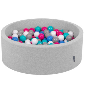 Dodatki damskie > test damska > Dodatki damskie > KiddyMoon Bällebad Bällepool mit bunten Bällen ∅ 7Cm für Babys Kinder Rund, hellgrau:weiß/grau/blau/pink/helltürkis, 90 x 30 cm 200 Bälle