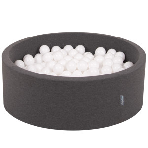 Dodatki damskie > test damska > Dodatki damskie > KiddyMoon Bällebad Bällepool mit bunten Bällen ∅ 7Cm für Babys Kinder Rund, Dunkelgrau, 90 x 30 cm 300 Bälle