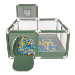 Dodatki damskie > test damska > Dodatki damskie > Laufstall mit Korb und Bällen Laufgitter für Kinder, grün:türkis/blau/gelb/transparent, 900 Bälle