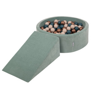 Dodatki damskie > test damska > Dodatki damskie > KiddyMoon Spielplatz Aus Schaumstoff Für Kinder mit Bälle Waschbare Bezug, grün: dunkeltürkis/pastellbeige/kupferrot, Bällebad (100 Bälle) + 