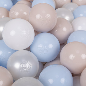 Dodatki damskie > test damska > Dodatki damskie > KiddyMoon Kinder Bälle für Bällebad Baby Spielbälle Plastikbälle ∅7cm Made in EU, pastellbeige/pastellblau/weiß/perle, 300 Bälle/7cm