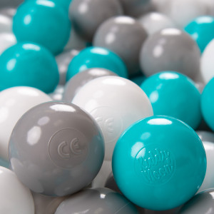 Dodatki damskie > test damska > Dodatki damskie > KiddyMoon Kinder Bälle für Bällebad Baby Plastikbälle Spielbälle ∅6cm Made in EU, grau/weiß/türkis, 1200 Bälle/6cm