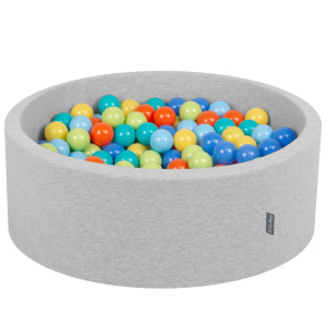 Dodatki damskie > test damska > Dodatki damskie > KiddyMoon Bällebad Bällepool mit bunten Bällen ∅ 7Cm für Babys Kinder Rund, hellgrau:helgrün/orange/türkis/blau/babyblau/gelb, 90 x 30 cm 200
