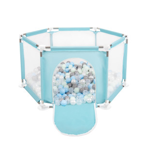 Dodatki damskie > test damska > Dodatki damskie > Sechseckiger Laufstall mit Bällen Laufgitter für Kinder, Minze:perle/grau/transparent/babyblau/minze, 400 Bälle