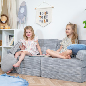 Dodatki damskie > test damska > Dodatki damskie > KiddyMoon Kindersofa aus Schaumstoff, Spielsofa für Kinder, Kindersessel, Sofa fürs Kinderzimmer, Kindercouch, Faltmatratze, dunkelgrau, Kind