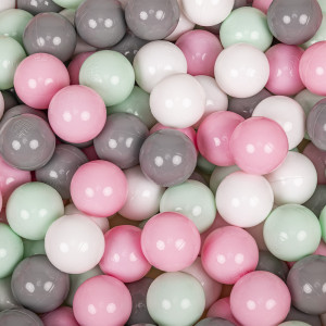 Dodatki damskie > test damska > Dodatki damskie > KiddyMoon Kinder Bälle für Bällebad Baby Plastikbälle Spielbälle ∅6cm Made in EU, weiß/grau/mint/puderrosa, 100 Bälle/6cm