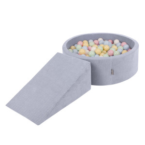Dodatki damskie > test damska > Dodatki damskie > KiddyMoon Spielplatz Aus Schaumstoff Für Kinder mit Bälle Waschbare Bezug, dunkelgrau: pastellblau/pastellgelb/weiß/minze/puderrosa, Bällebad