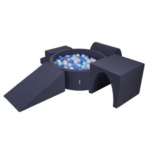 Dodatki damskie > test damska > Dodatki damskie > KiddyMoon Spielplatz aus Schaumstoff mit Bällebad und Bällen Hindernisläufen, dunkelblau:babyblue/blau/perle, Bällebad (200 Bälle) + Version 