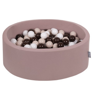 Dodatki damskie > test damska > Dodatki damskie > KiddyMoon Rundes Bällebad mit Bällen für Baby aus Schaumstoff, erikafarben: weiß/braun/weiß, 90 x 30 cm 200 Bälle