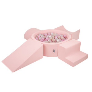 Dodatki damskie > test damska > Dodatki damskie > KiddyMoon Spielplatz aus Schaumstoff mit Bällebad und Bällen Hindernisläufen, pink:pastellbeige/puderrosa/perle, Bällebad (200 Bälle) + Versi