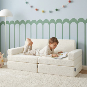 Dodatki damskie > test damska > Dodatki damskie > KiddyMoon Kindersofa aus Schaumstoff mit Teddy-Plüsch, modular und klappbar, zum Spielen, Lesen und Entspannen, cremig, Kindersofa