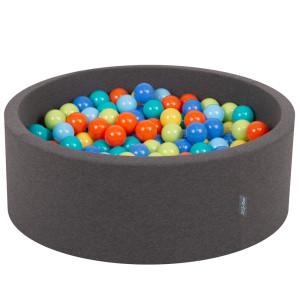 Dodatki damskie > test damska > Dodatki damskie > KiddyMoon Bällebad Bällepool mit bunten Bällen ∅ 7Cm für Babys Kinder Rund, Dunkelgrau, 90 x 30 cm 200 Bälle