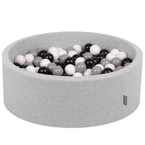 Dodatki damskie > test damska > Dodatki damskie > KiddyMoon Bällebad Bällepool mit bunten Bällen ∅ 7Cm für Babys Kinder Rund, hellgrau:weiß/schwarz/grau, 90 x 30 cm 200 Bälle