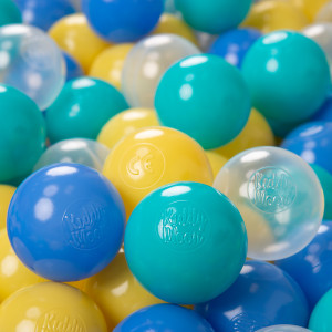 Dodatki damskie > test damska > Dodatki damskie > KiddyMoon Kinder Bälle für Bällebad Baby Plastikbälle Spielbälle ∅6cm Made in EU, türkis/blau/gelb/transparent, 500 Bälle/6cm