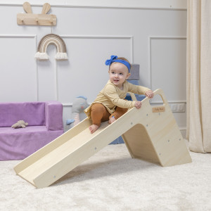 Dodatki damskie > test damska > Dodatki damskie > KiddyMoon Kinder Rutsche Aus Holz Stabile Kleinkinderrutsche Multifunktion Montessori, natürlich, Groß
