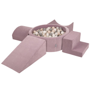 Dodatki damskie > test damska > Dodatki damskie > KiddyMoon Spielplatz Aus Schaumstoff Für Kinder mit Bälle Waschbare Bezug, violett: pastellbeige/weiß/perle/grau, Bällebad (200 Bälle) + Vers