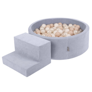 Dodatki damskie > test damska > Dodatki damskie > KiddyMoon Spielplatz Aus Schaumstoff Für Kinder mit Bälle Waschbare Bezug, dunkelgrau: pastellbeige/weiß/perle, Bällebad (100 Bälle) + Stüfch