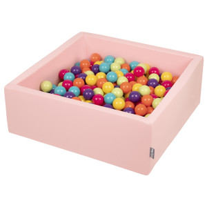 Dodatki damskie > test damska > Dodatki damskie > KiddyMoon Bällebad Bällepool mit bunten Bällen ∅ 7Cm für Babys Kinder Quadrat, rosa:h.grün/gelb/türkis/orange/d.pink/violet, 90 x 30 cm 300 B