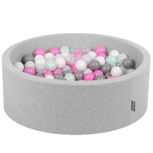 Dodatki damskie > test damska > Dodatki damskie > KiddyMoon Bällebad Bällepool mit bunten Bällen ∅ 7Cm für Babys Kinder Rund, hellgrau:transparent/grau/weiß/pink/mint, 90 x 30 cm 200 Bälle