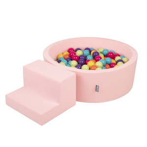 Dodatki damskie > test damska > Dodatki damskie > KiddyMoon Spielplatz aus Schaumstoff mit Rund Bällebad (200 Bälle) Ballgruben für Babys Spielbad Hindernisläufen, Hergestellt in der EU, pink