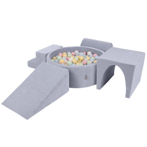 Dodatki damskie > test damska > Dodatki damskie > KiddyMoon Spielplatz Aus Schaumstoff Für Kinder Mit Bälle Waschbare Bezug, dunkelgrau: pastellblau/pastellgelb/weiß/minze/puderrosa, Bällebad