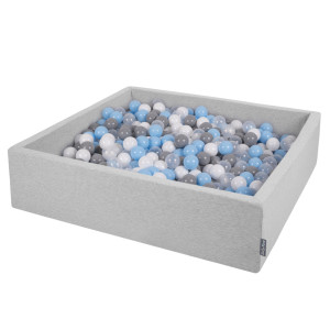 Dodatki damskie > test damska > Dodatki damskie > KiddyMoon Quadrat Bällebad Bällepool ∅ 7Cm Eckig Ballgruben Für Babys Spielbad Kleinkinder, Hergestellt in der EU, hellgrau: grau/weiß/transp