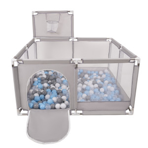 Dodatki damskie > test damska > Dodatki damskie > Laufstall mit Korb und Bällen Laufgitter für Kinder, Grau:grau/weiß/transparent/babyblue, 900 Bälle