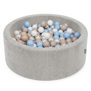 Dodatki damskie > test damska > Dodatki damskie > KiddyMoon Bällebad für Kinder aus Schaumstoff, weicher Rippbezug, abnehmbarer Bezug, waschbar, Hellgrau: Pastellbeige/Pastellblau/Weiß/Perle,