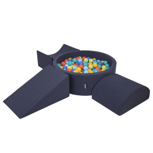 Dodatki damskie > test damska > Dodatki damskie > KiddyMoon Spielplatz aus Schaumstoff mit Bällebad und Bällen Hindernisläufen, dunkelblau:hellgrün/orange/türkis/blau/bblue/gelb, Bällebad (30