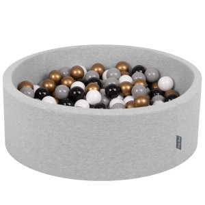 Dodatki damskie > test damska > Dodatki damskie > KiddyMoon Bällebad Bällepool mit bunten Bällen ∅ 7Cm für Babys Kinder Rund, hellgrau:weiß/grau/schwarz/golden, 90 x 30 cm 300 Bälle