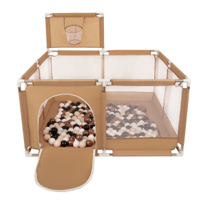 Dodatki damskie > test damska > Dodatki damskie > Laufstall mit Korb und Bällen Laufgitter für Kinder, beige:pastellbeige/kupferrot/weiß/schwarz, 100 Bälle