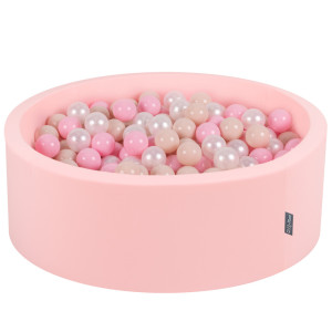 Dodatki damskie > test damska > Dodatki damskie > KiddyMoon Bällebad Bällepool mit bunten Bällen ∅ 7Cm für Babys Kinder Rund, pink:pastellbeige/puderrosa/perle, 90 x 30 cm 300 Bälle