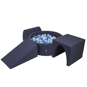 Dodatki damskie > test damska > Dodatki damskie > KiddyMoon Spielplatz aus Schaumstoff mit Bällebad und Bällen Hindernisläufen, dunkelblau:babyblue/blau/perle, Bällebad (200 Bälle) + Version 
