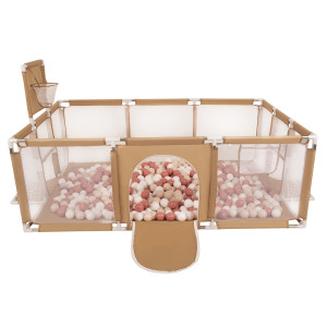 Dodatki damskie > test damska > Dodatki damskie > Laufstall Baby Großer Spielplatz mit Bällen Laufgitter für Kinder, beige:pastellbeige/lachsfarben/weiß, 200 Bällen