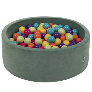 Dodatki damskie > test damska > Dodatki damskie > KiddyMoon Rund Bällebad Velvet Bällepool ∅ 7Cm Ballgruben Für Babys Spielbad Kleinkinder, Hergestellt in der EU, waldgrün: hellgrün/gelb/türk