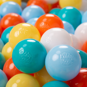 Dodatki damskie > test damska > Dodatki damskie > KiddyMoon Kinder Bälle für Bällebad Baby Plastikbälle Spielbälle ∅6cm Made in EU, weiß/gelb/orange/baby blau/türkis, 100 Bälle/6cm