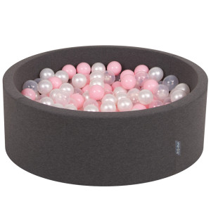Dodatki damskie > test damska > Dodatki damskie > KiddyMoon Bällebad Bällepool mit bunten Bällen ∅ 7Cm für Babys Kinder Rund, Dunkelgrau, 90 x 30 cm 300 Bälle