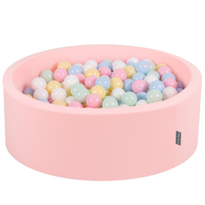 Dodatki damskie > test damska > Dodatki damskie > KiddyMoon Bällebad Bällepool mit bunten Bällen ∅ 7Cm für Babys Kinder Rund, pink:pastellblau/pastellgelb/weiß/minze/puderrosa, 90 x 30 cm 200