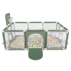 Dodatki damskie > test damska > Dodatki damskie > Laufstall Baby Großer Spielplatz mit Bällen Laufgitter für Kinder, grün:pastellbeige/pastellblau/pastellgelb/minze, 200 Bällen