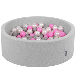 Dodatki damskie > test damska > Dodatki damskie > KiddyMoon Bällebad Bällepool mit bunten Bällen ∅ 7Cm für Babys Kinder Rund, hellgrau:perle/grau/pink, 90 x 30 cm 200 Bälle