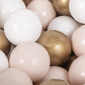 Dodatki damskie > test damska > Dodatki damskie > KiddyMoon Kinder Bälle für Bällebad Baby Spielbälle Plastikbälle ∅7cm Made in EU, pastellbeige/weiß/golden, 50 Bälle/7cm