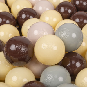 Dodatki damskie > test damska > Dodatki damskie > KiddyMoon Kinder Bälle für Bällebad Baby Spielbälle Plastikbälle ∅7cm Made in EU, pastellbeige/grüngrau/pastellgelb/braun, 100 Bälle/7cm